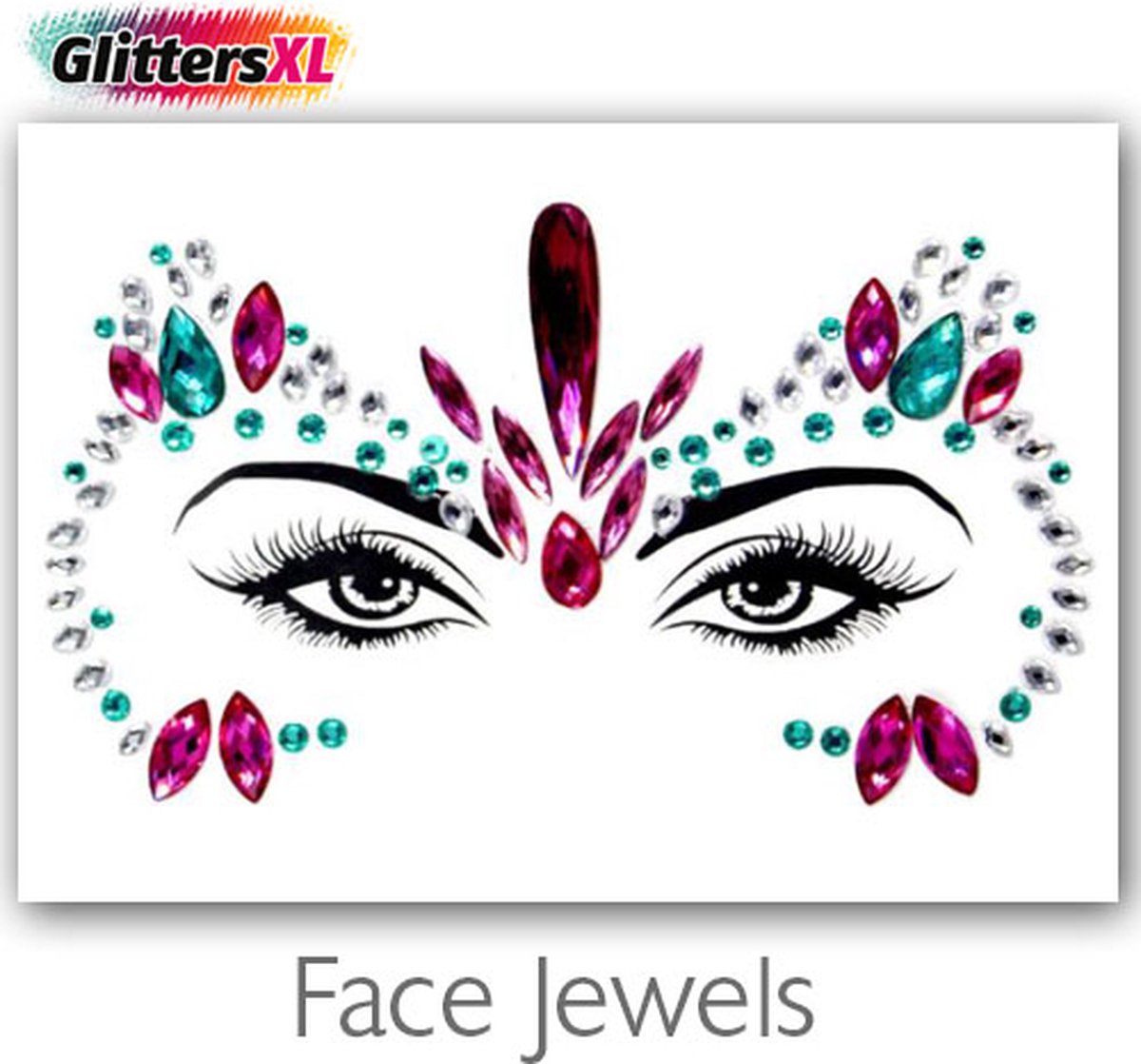 GlittersXL - Festival Diamant Face Jewels (Roze/Blauw) [Dots Strass Steentjes met zelfklevend Plaklaag - Sticker Diamantjes voor Lichaam en Gezicht - Festival tattoo set outfit diamand glitter - Juwelen Face Glitterstiften tattoos kinderen]